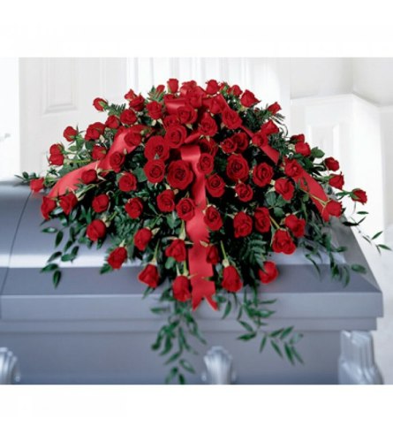 Deluxe All Red Rose Casket Cover