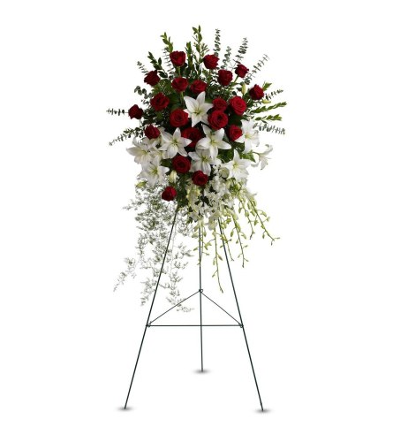 Traditional Red and White Standing Spray