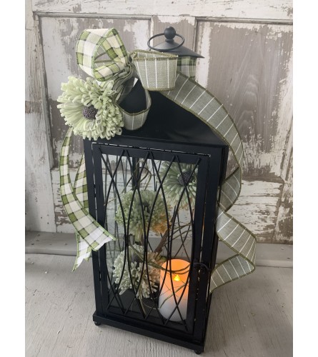 Large Green Floral Lantern