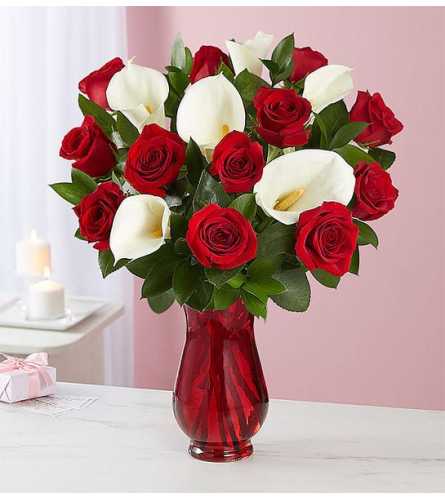 Red Rose & Calla Lily Bouquet for Valentine's Day