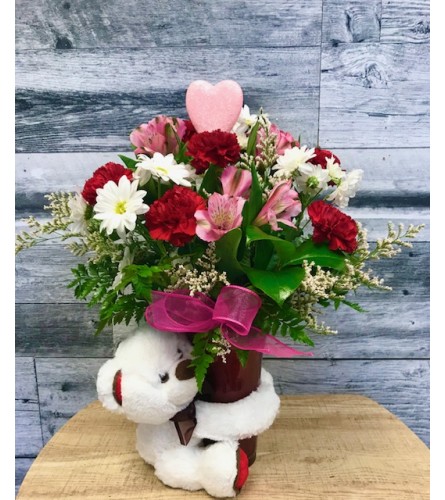 Bear Hugs and Kisses Valentines. An arrangement by Owen Sound Flowers.