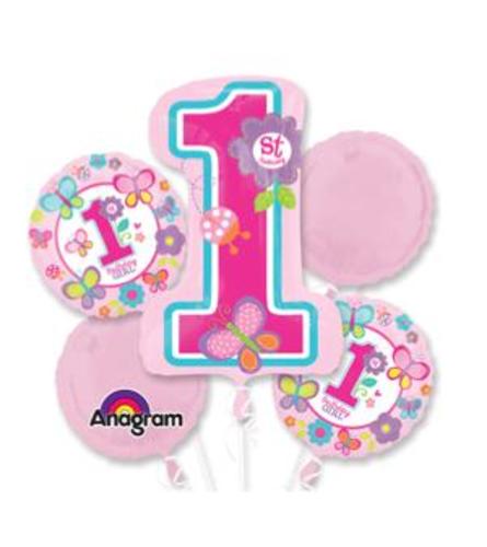 1st Birthday Girl Super Fun Foil Balloon Bouquet