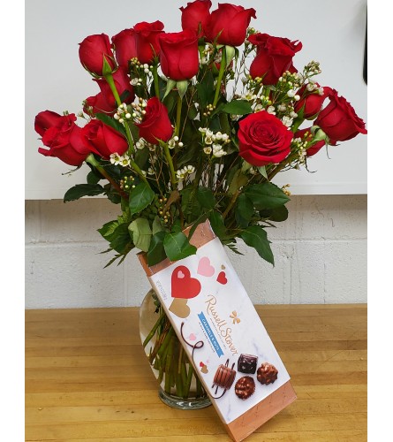 Dozen Red Roses Valentines. An arrangement by The Flower Garden.