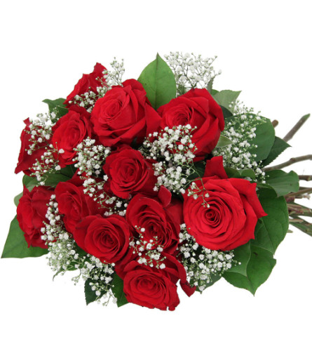 Prestige premium dozen hand-tied roses.