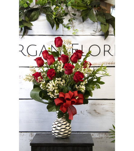 Wild About You dozen roses. An arrangement by Morgan Florist.