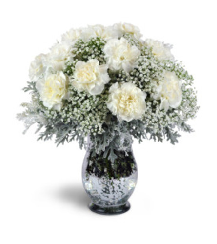 white carnation vase arrangement