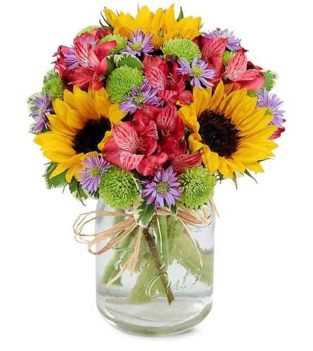 Flower Fields Mason Jar Bouquet - Owasso, OK Florist