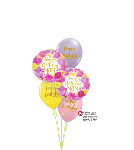 Happy Birthday Mom Paint Flowers Classic Confetti Balloon Bouquet