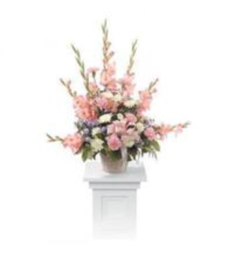 SWEET AND WARM REMEMBRANCE PEDESTAL ARRANGEMENT