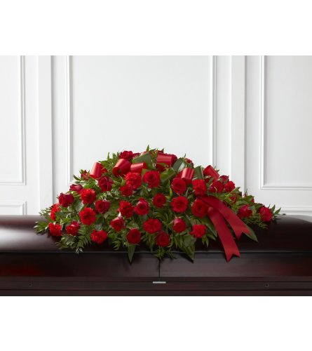 Dearly Departed Casket Spray in Red