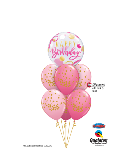 Pink 'N' Gold Birthday Fun Bubble Balloon Bouquet