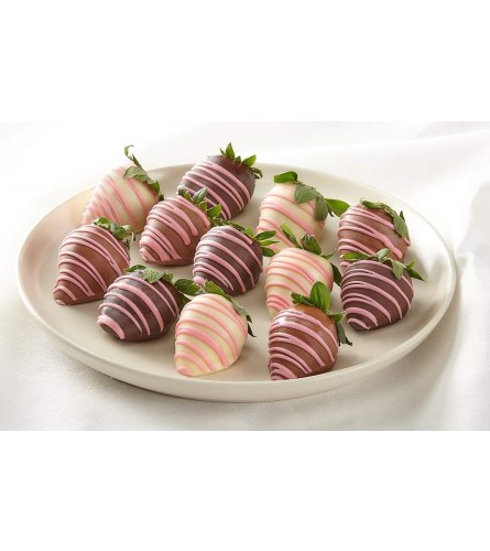 One Dozen Pink Chocolate Covered Strawberries