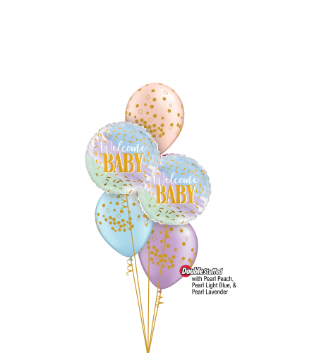 Welcome Baby Classic Confetti Balloon Bouquet. An arrangement by Balloon Bouquets Plus.