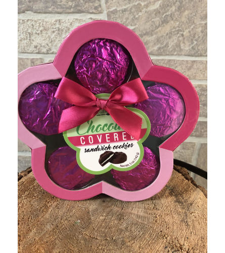 Flower Hat Box Chocolate Covered Sandwich Cookies