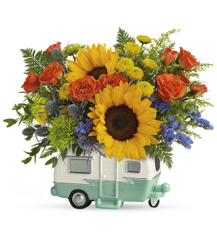 Retro Road Tripper Bouquet (Teleflora) - Deluxe. An arrangement by North Liberty Flower Shop.