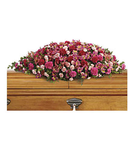 Visions and Shades of Pink Casket Spray. An arrangement by Nicol Florist.