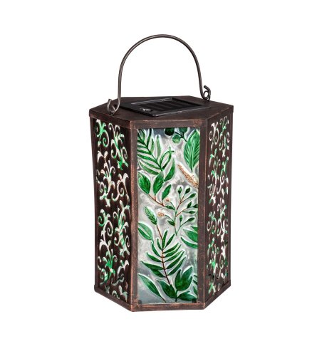 Green Floral Solar Lantern I