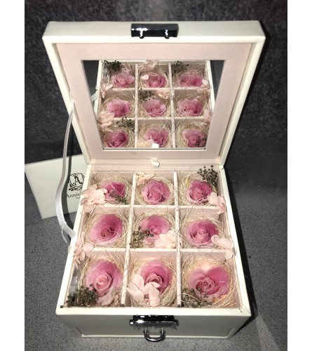 Preserved Pink Rose Jewelry Box