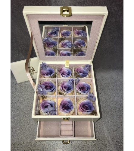 Preserved Purple Rose Jewelry Box