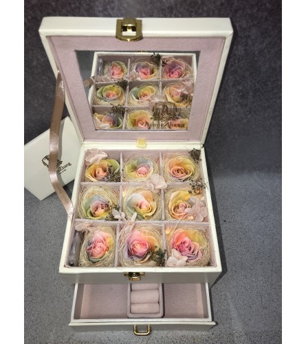 Preserved Rose Rainbow Jewelry Box