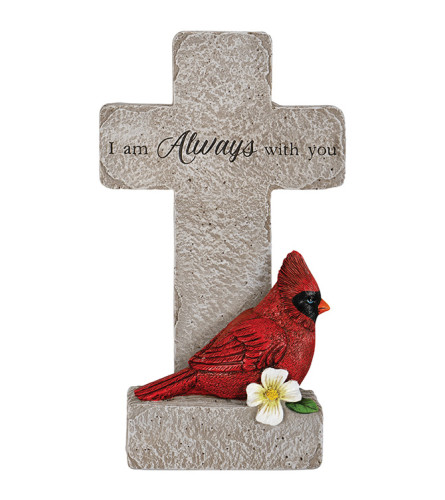 With You Cardinal Memorial Pedestal Cross