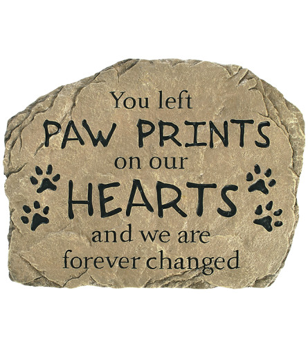 Paw Prints Garden Stone. An arrangement by Pierson's Flower Shop and Greenhouses.