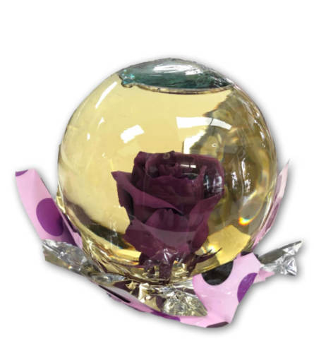 Pretty Purple Rose in Glass Orb