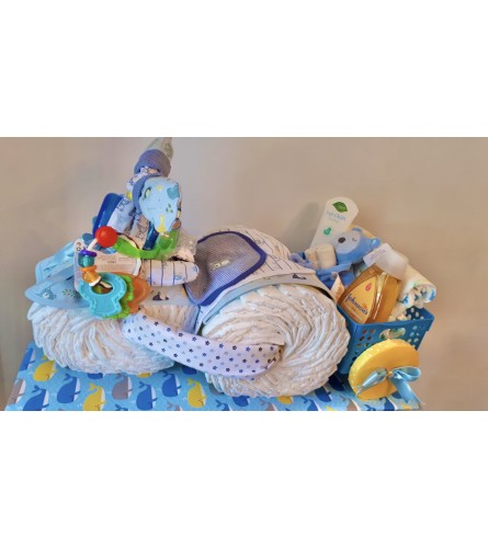 Welcome Baby Boy Tricycle Basket