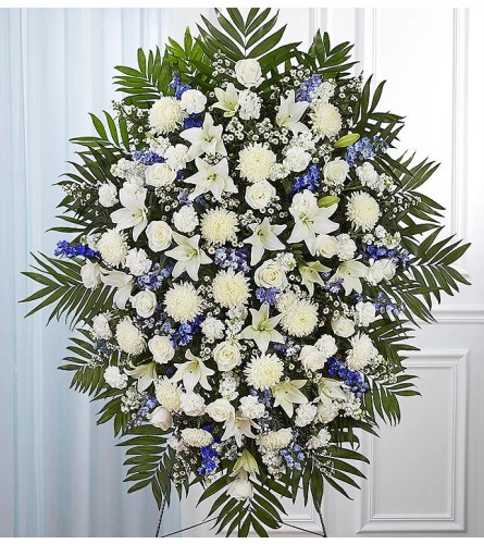 White and Blue Remembrance Standing Spray