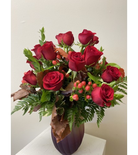 Fall Feel Roses in a vase
