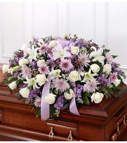 Lavender & White Half Casket Spray