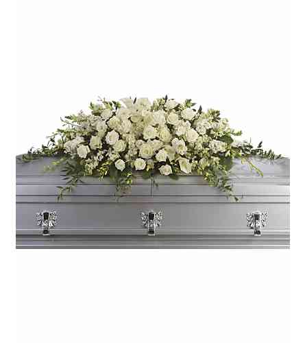 White Serenity Casket Spray