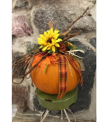 Pumpkin Arrangement with Artificial Florals