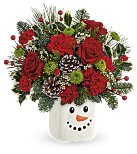 Festive Frosty Bouquet TF - Deluxe. An arrangement by Belak Flowers.
