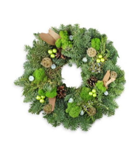 PRE ORDER - Very Merry Holiday Wreath. An arrangement by Owen Sound Flowers.