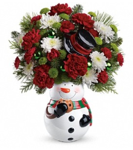 Snowman Cookie Jar Bouquet by Teleflora