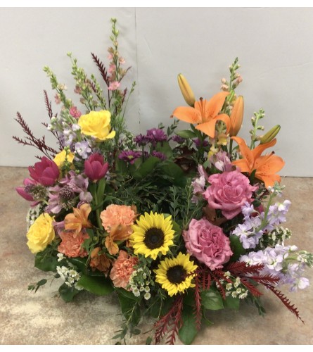 Colourful Tribute Urn Wreath