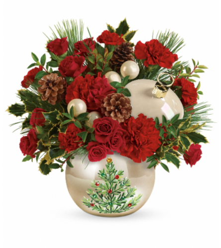 CLASSIC PEARL ORNAMENT BOUQUET CHRISTMAS ARRANGEMENT