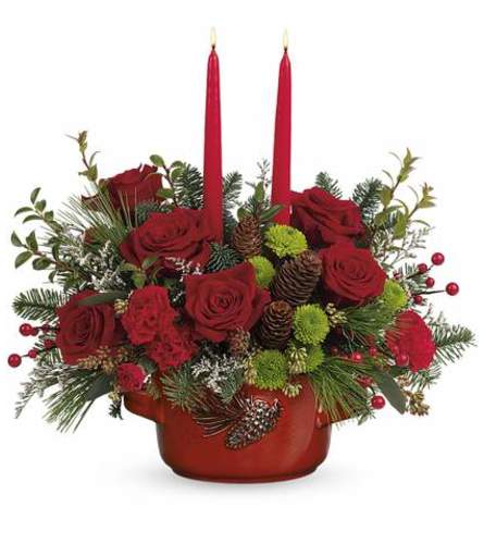 Artisanal Pinecone Centerpiece 2021. An arrangement by Northwest Florist.