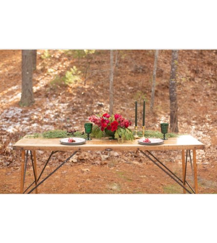 Foraged Floral Holiday Centerpiece Compote - Standard. An arrangement by Foraged Floral of Cape Cod.