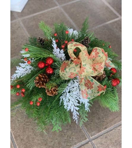 Winter Greenery Saddle for Headstone