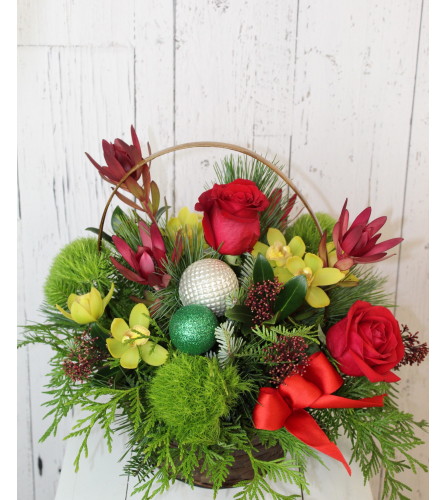 Christmas Orchid Blooms Basket