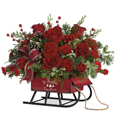 Rosy Red Sleigh by Teleflora