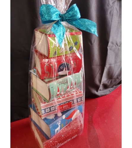 Tower of books Holiday gift basket