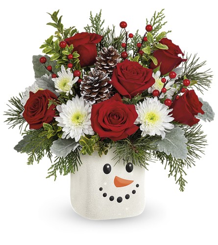 Smiling Snowman Bouquet - Deluxe. An arrangement by Mardi Gras Florist.