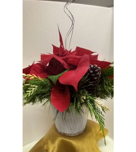6" Red Poinsettia Fully Decorated