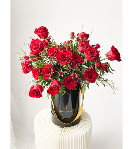 Luxury Red Roses  Box (Box can be white or pink)