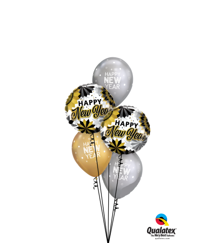 Silver & Gold New Year Classic Balloon Bouquet