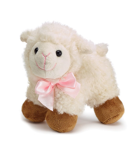 Plush Standing Lamb w/ Pink Satin Bow