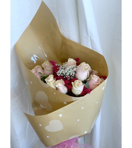 12/12 Deluxe or 24 Pink Roses Wrapped